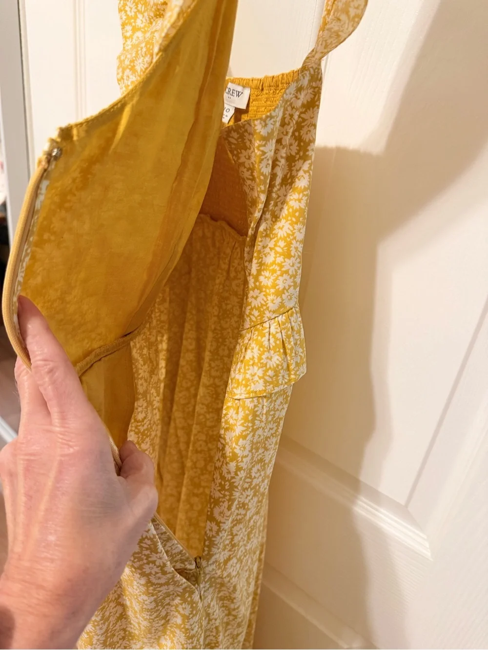 J Crew Factory Yellow Floral Ruffle Midi Dress - Women's Summer Sundress - Picture 5 of 6